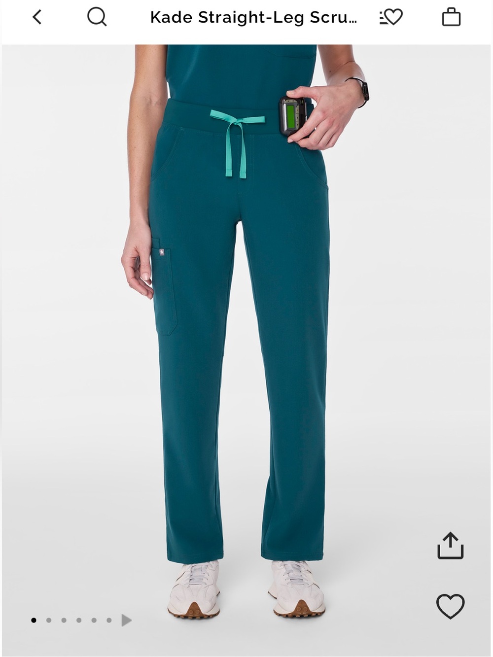 Figs Caribbean Blue Kade Straight-Leg Scrub Pant Size XS Tall